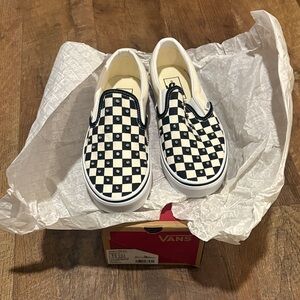 Black and White Checkered Rhinestone Slip-On Vans